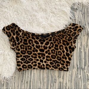 Leopard Print Off the Shoulder Crop Top